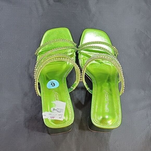 BRAND NEW UNILODY MULTI-STRAP SLIP-ON SQUARE TOE BLOCK  HEEL SANDAL - Picture 7 of 16